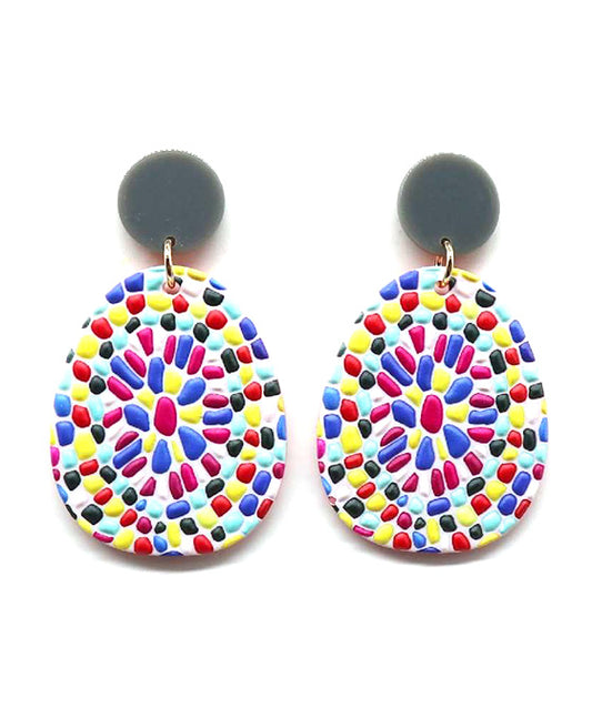Painted Multi Color Post Earring