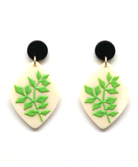 Painted Leaf Post Earring