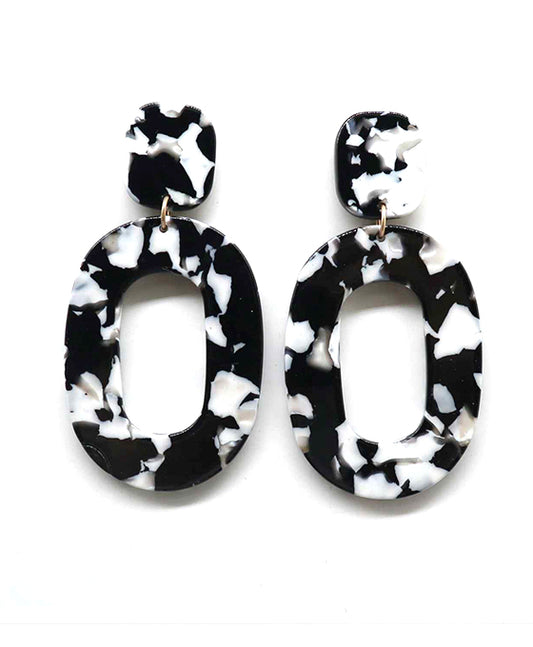 Acetate Oval Shape Post Earring