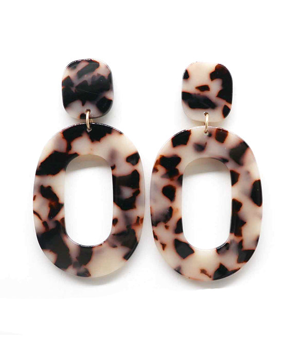 Acetate Oval Shape Post Earring