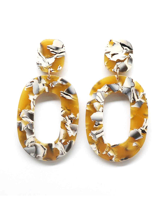 Acetate Oval Shape Post Earring