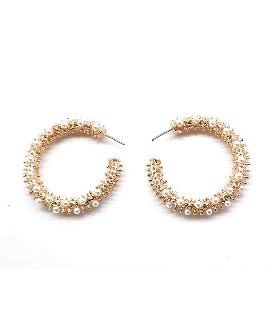 Metal Hoop w/ Pearl Earring