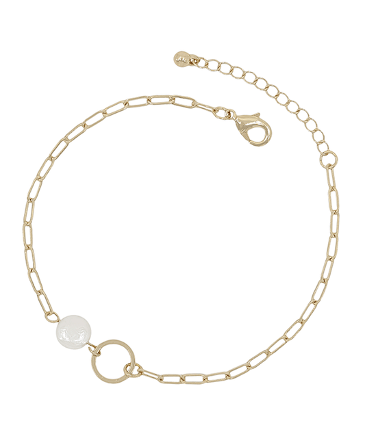 Coin Pearl & Round Casting Chain Anklet