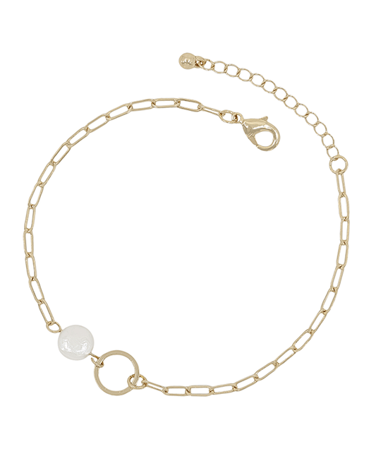 Coin Pearl & Round Casting Chain Anklet