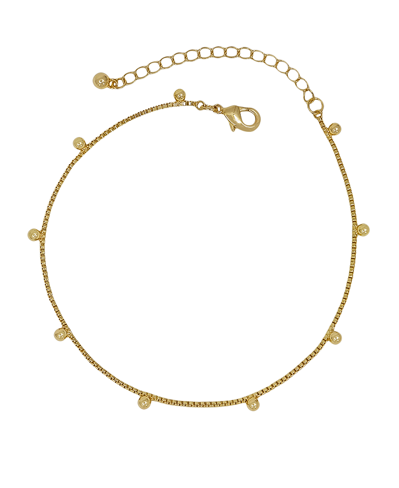 Box Chain Metal Ball Accent Anklet
