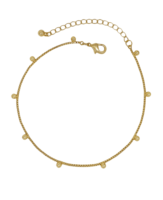 Box Chain Metal Ball Accent Anklet