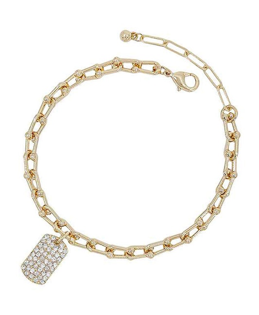 Pave Charm Clip Chain Bracelet