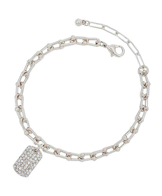 Pave Charm Clip Chain Bracelet