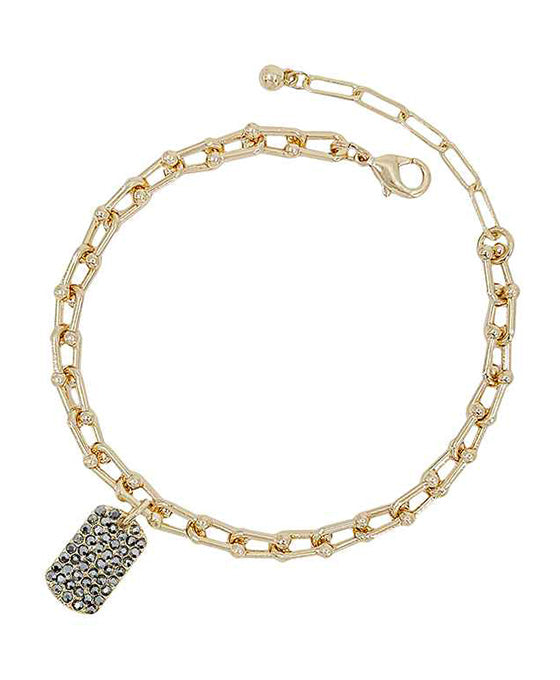 Pave Charm Clip Chain Bracelet