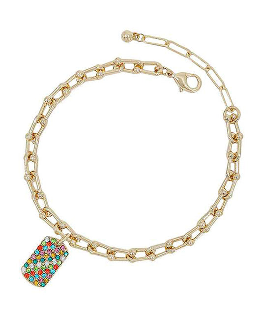Pave Charm Clip Chain Bracelet