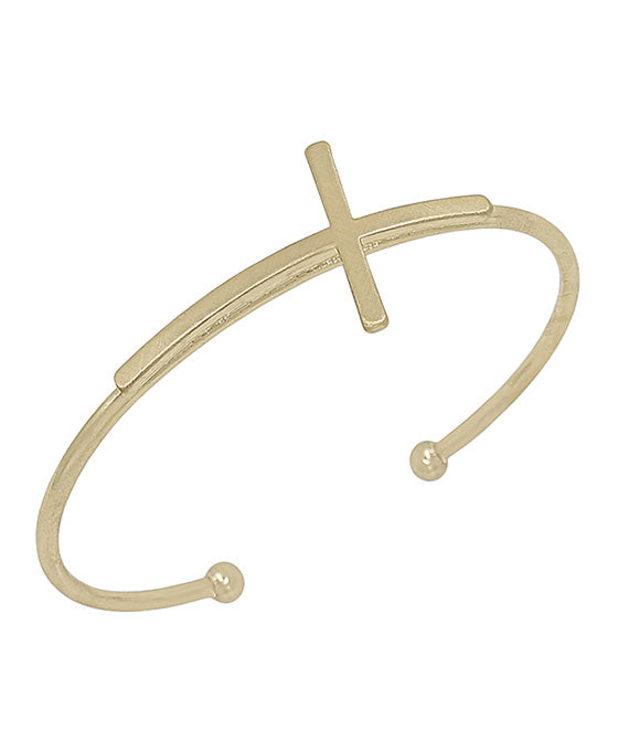 Cross Accent Adjustable Cuff Bracelet