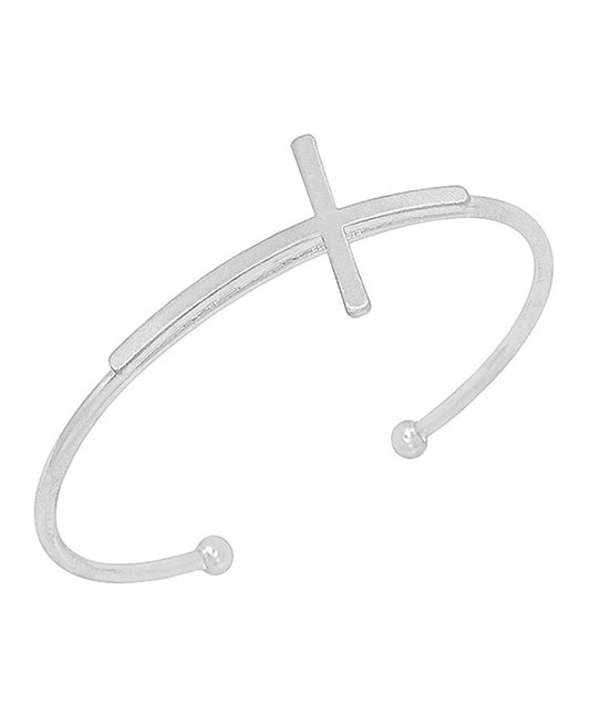 Cross Accent Adjustable Cuff Bracelet