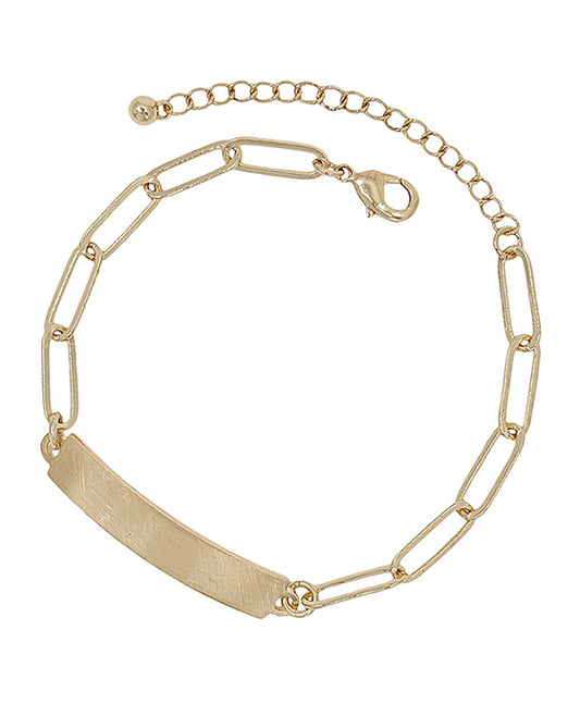 Name Tag Satin Metal Chain Bracelet