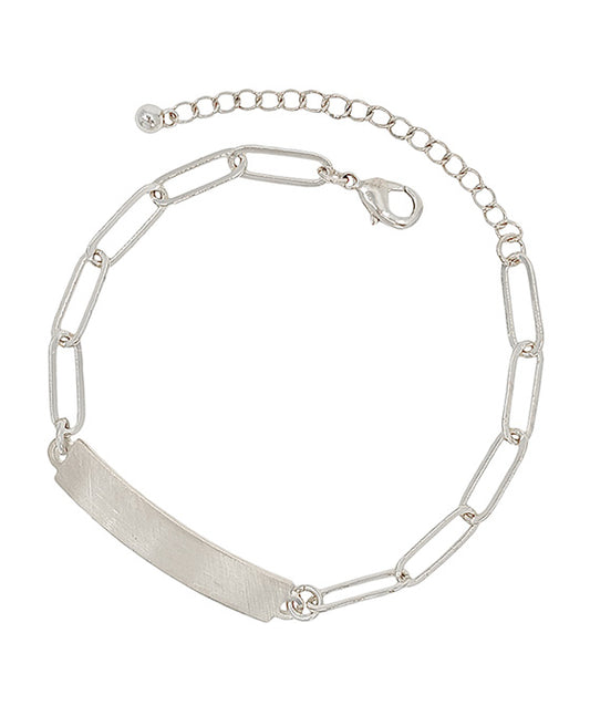 Name Tag Satin Metal Chain Bracelet