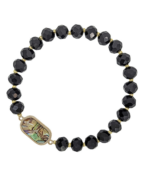 Oval Shape MOP Accent Beads Bracelet