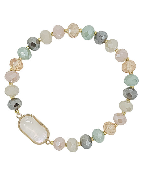 Oval Shape MOP Accent Beads Bracelet