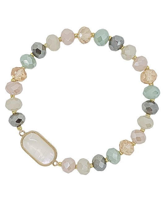 Oval Shape MOP Accent Beads Bracelet