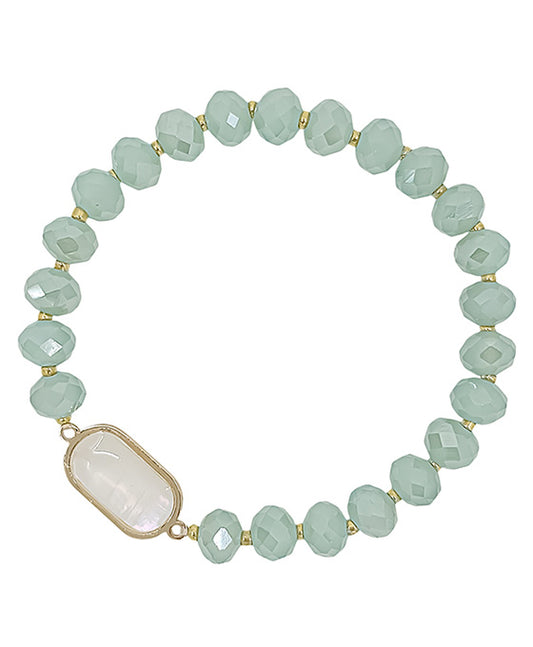 Oval Shape MOP Accent Beads Bracelet