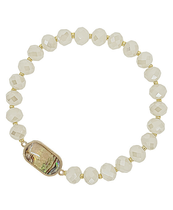 Oval Shape MOP Accent Beads Bracelet