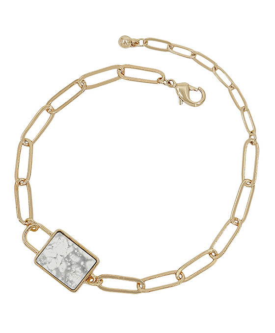 Lock Shape Stone w/ Chain Bracelet