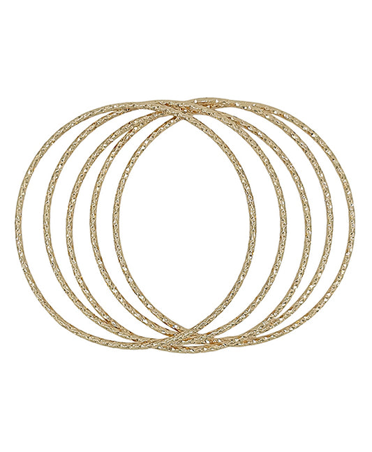 5 Set Diamond Cut Metal Bangle Bracelet