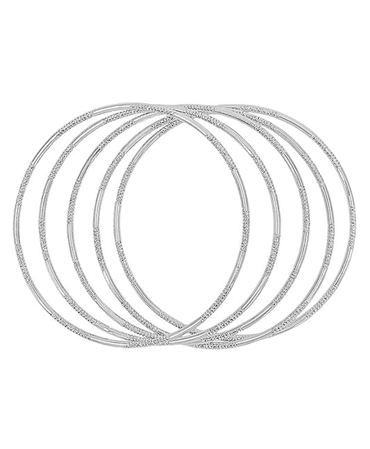 5Twist Texture Accent Metal Bangle Bracelet
