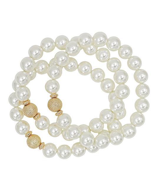 3 Set Satin Ball Stretch Bracelet