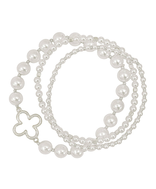 Clover Pearl 3 Set Bracelet
