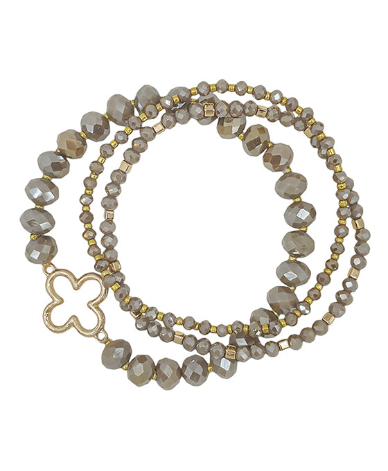 Clover Accent Glass Beaded Bracelet