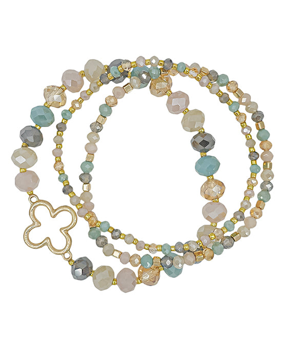 Clover Accent Glass Beaded Bracelet
