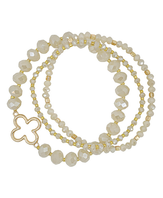 Clover Accent Glass Beaded Bracelet