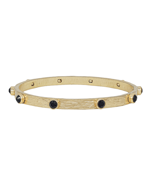 Crystal Accent Texture Metal Bangle