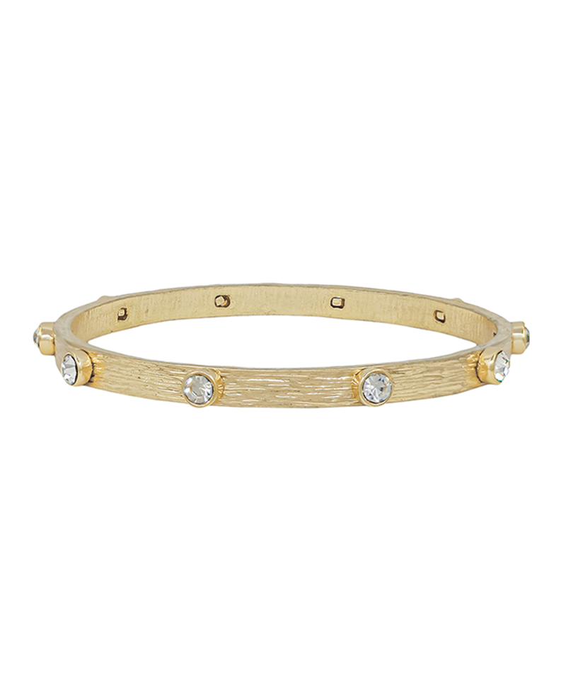 Crystal Accent Texture Metal Bangle