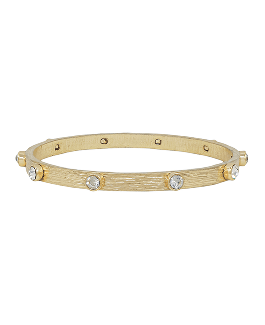 Crystal Accent Texture Metal Bangle