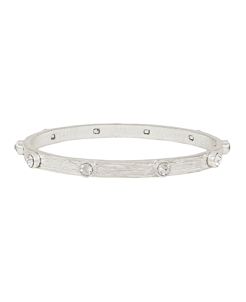 Crystal Accent Texture Metal Bangle