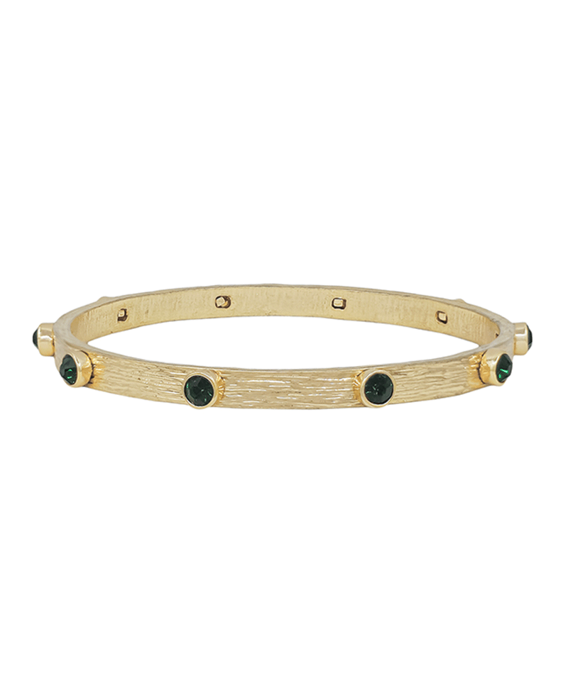 Crystal Accent Texture Metal Bangle