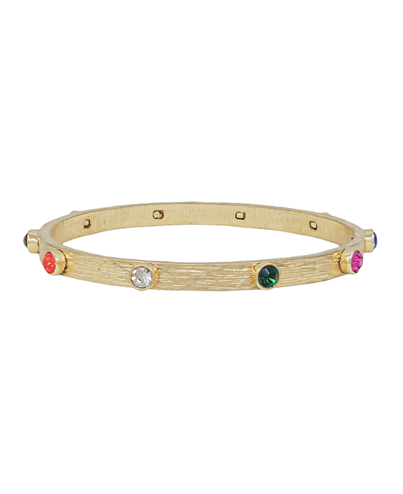 Crystal Accent Texture Metal Bangle