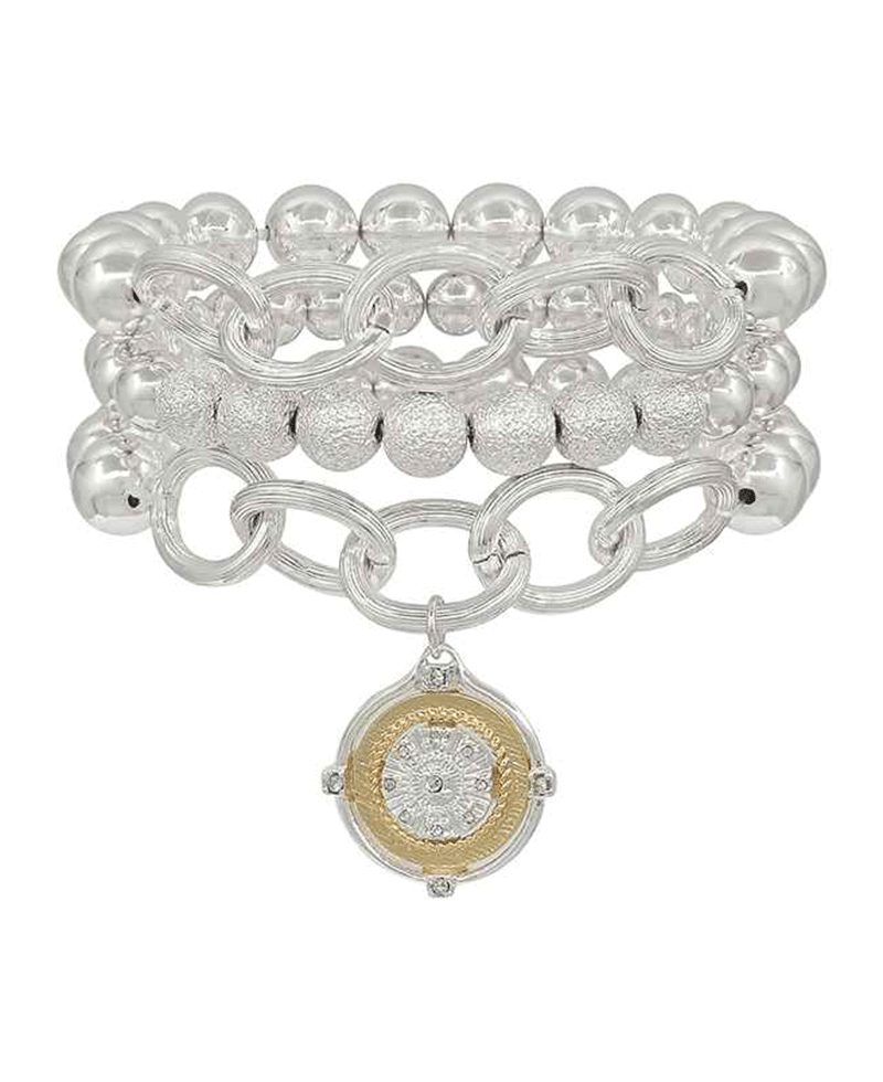Metal Ball & Chain w/ Coin Charm Bracelet
