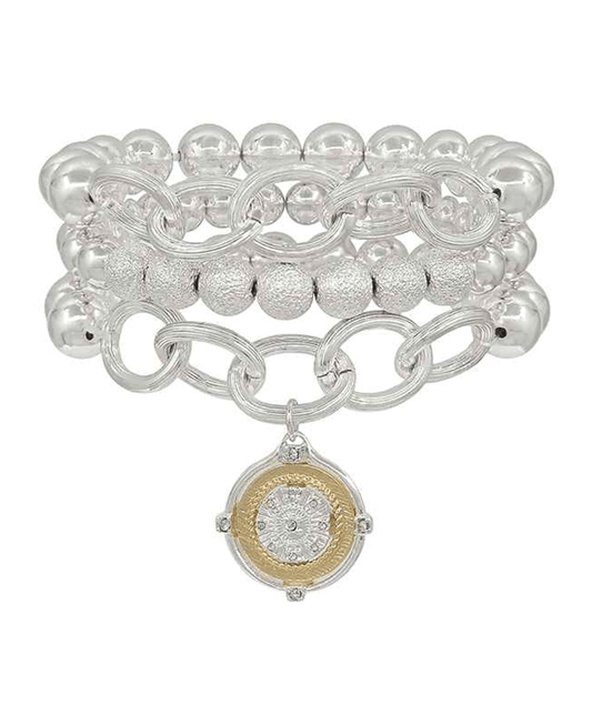 Metal Ball & Chain w/ Coin Charm Bracelet