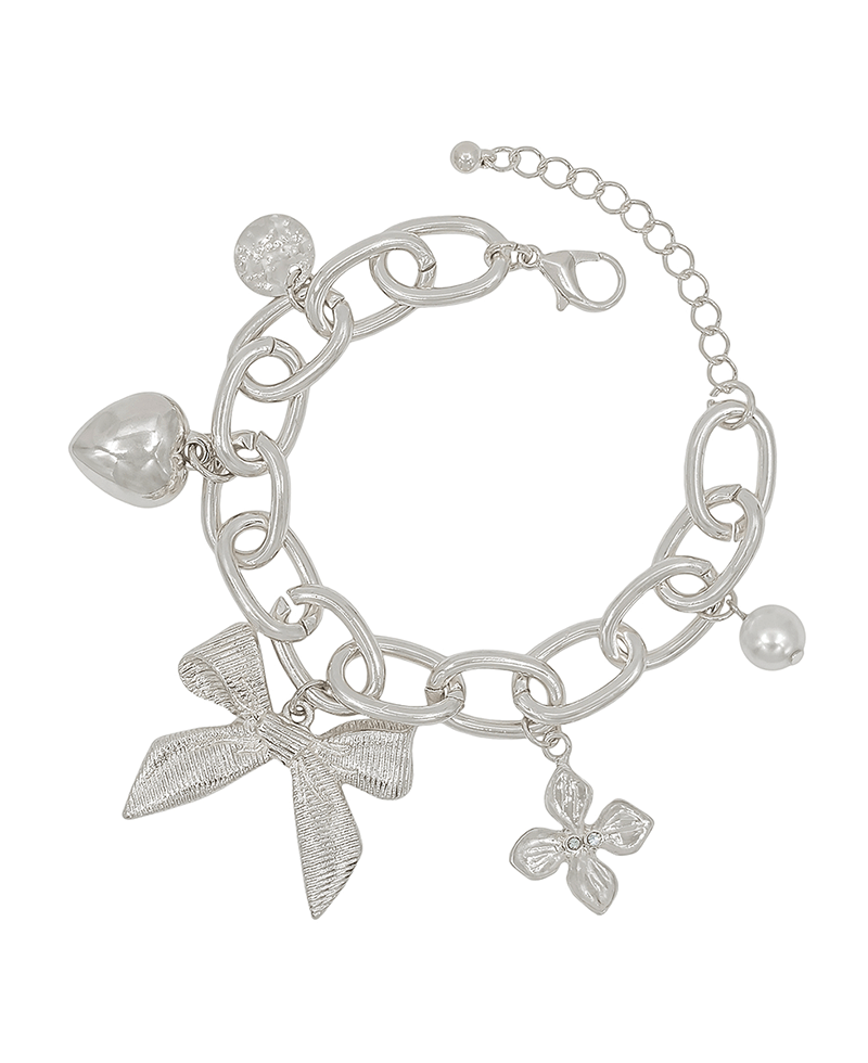 Ribbon Accent Multi Charm Bracelet