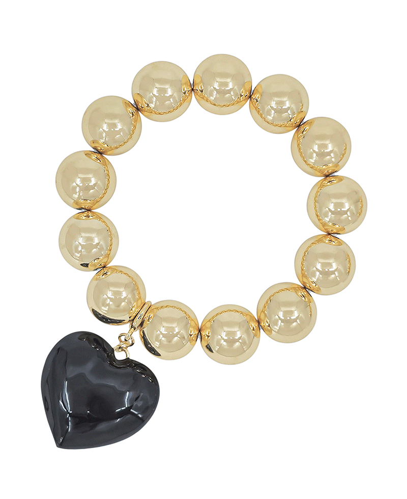 16mm CCB Ball w/ 1.2" Epoxy Heart Charm Bracelet
