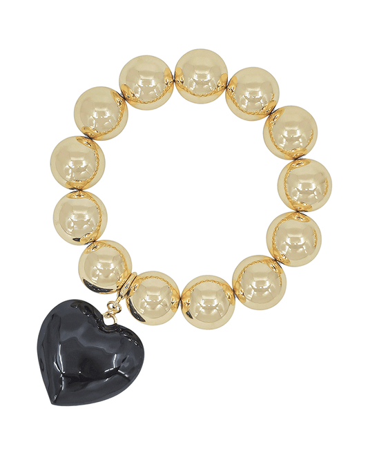16mm CCB Ball w/ 1.2" Epoxy Heart Charm Bracelet