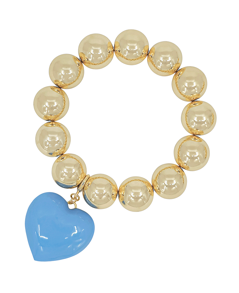 16mm CCB Ball w/ 1.2" Epoxy Heart Charm Bracelet