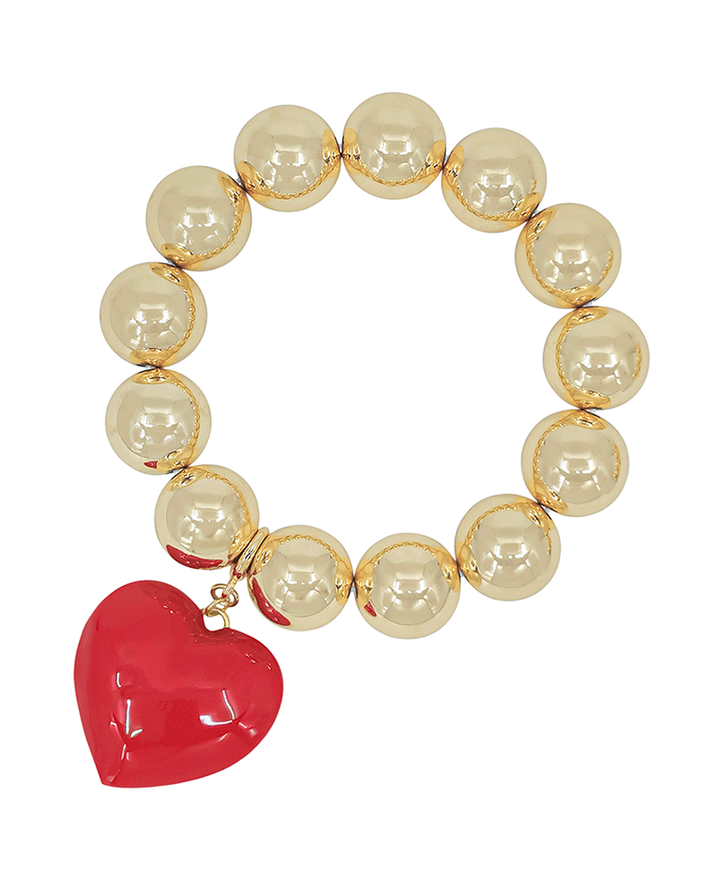 16mm CCB Ball w/ 1.2" Epoxy Heart Charm Bracelet