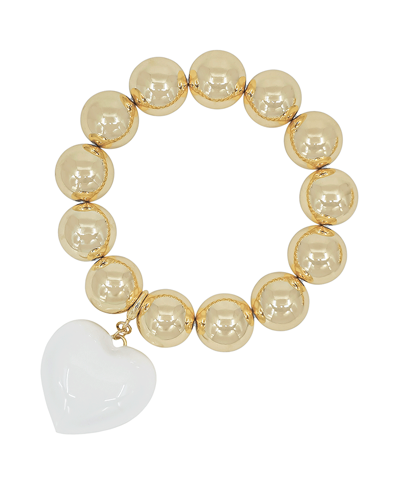 16mm CCB Ball w/ 1.2" Epoxy Heart Charm Bracelet