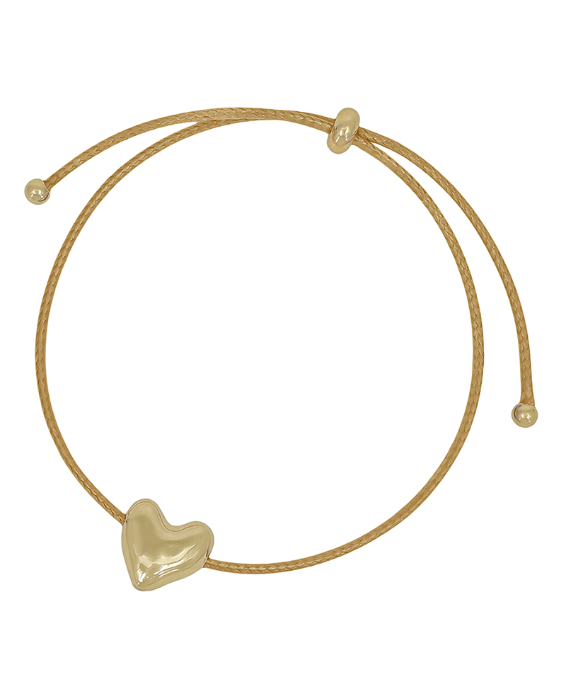 14mm Puffy Heart Cord Adjustable Bracelet