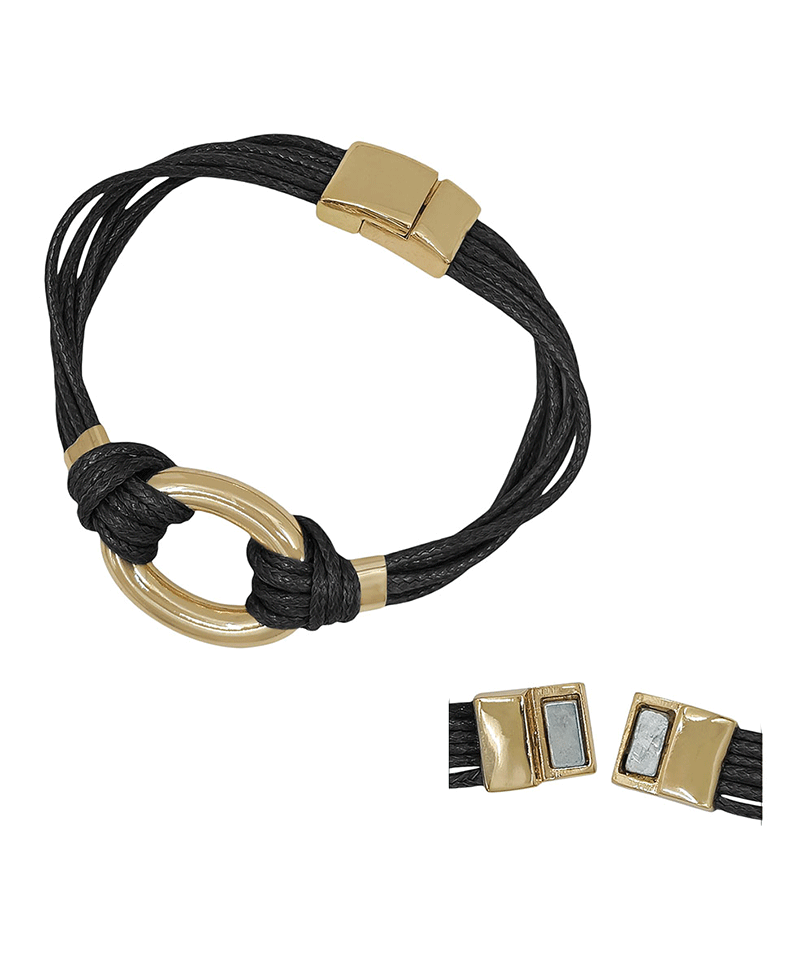 Oval Metal Multi Cord Magnetic Bracelet