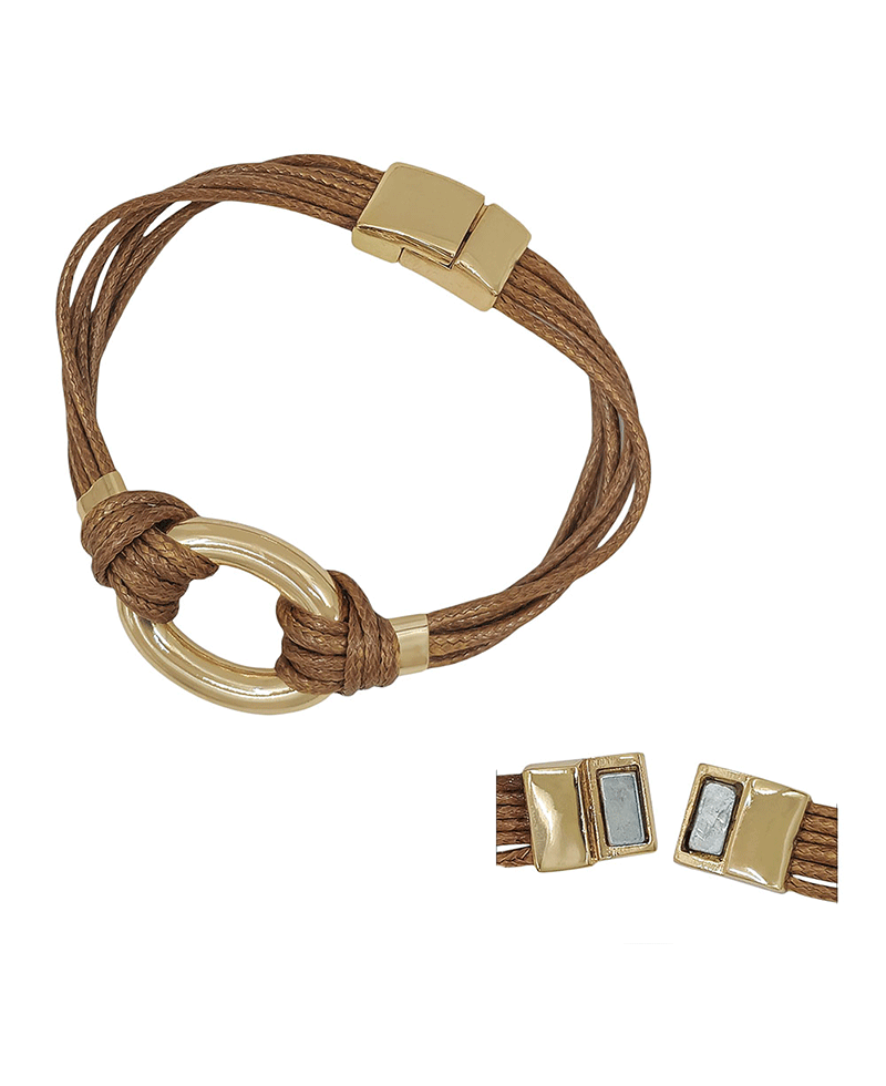 Oval Metal Multi Cord Magnetic Bracelet