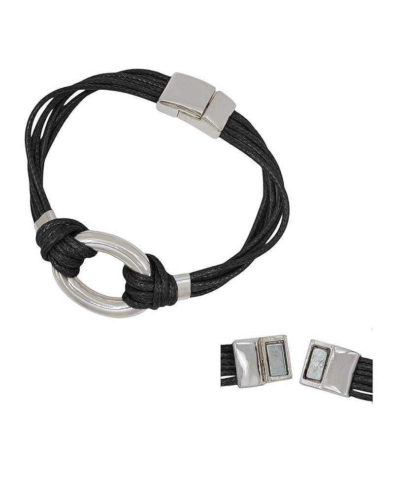 Oval Metal Multi Cord Magnetic Bracelet