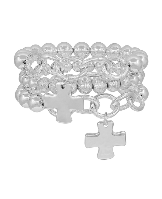 10mm CCB & Chain w/ Cross Charm Bracelet